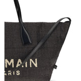 Track Shoulder Bag in leather and raffia