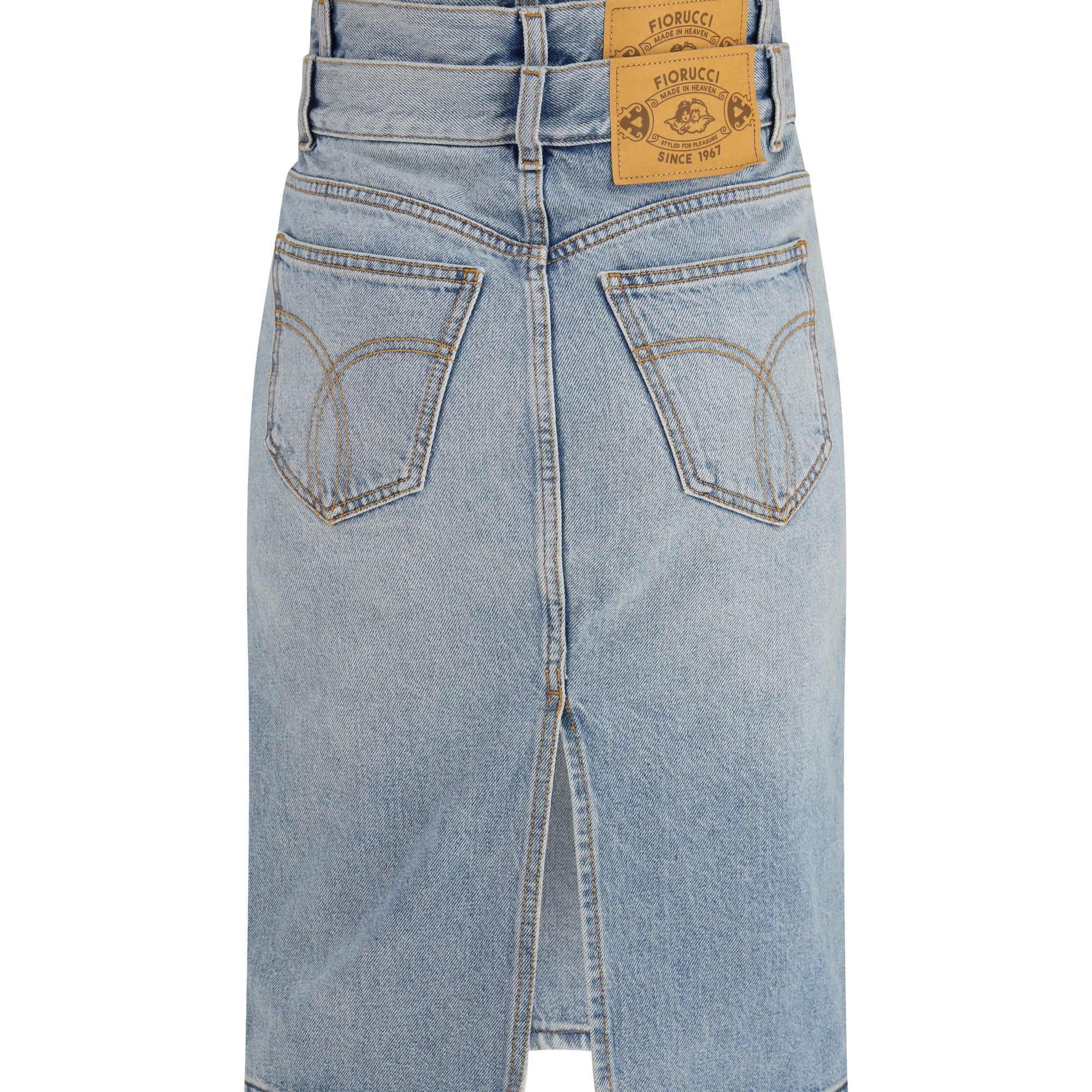 Midi denim Skirt with triple layer