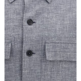 Crossover Shirt Jacket in linen wool and silk