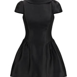 Short taffeta Dress with collar