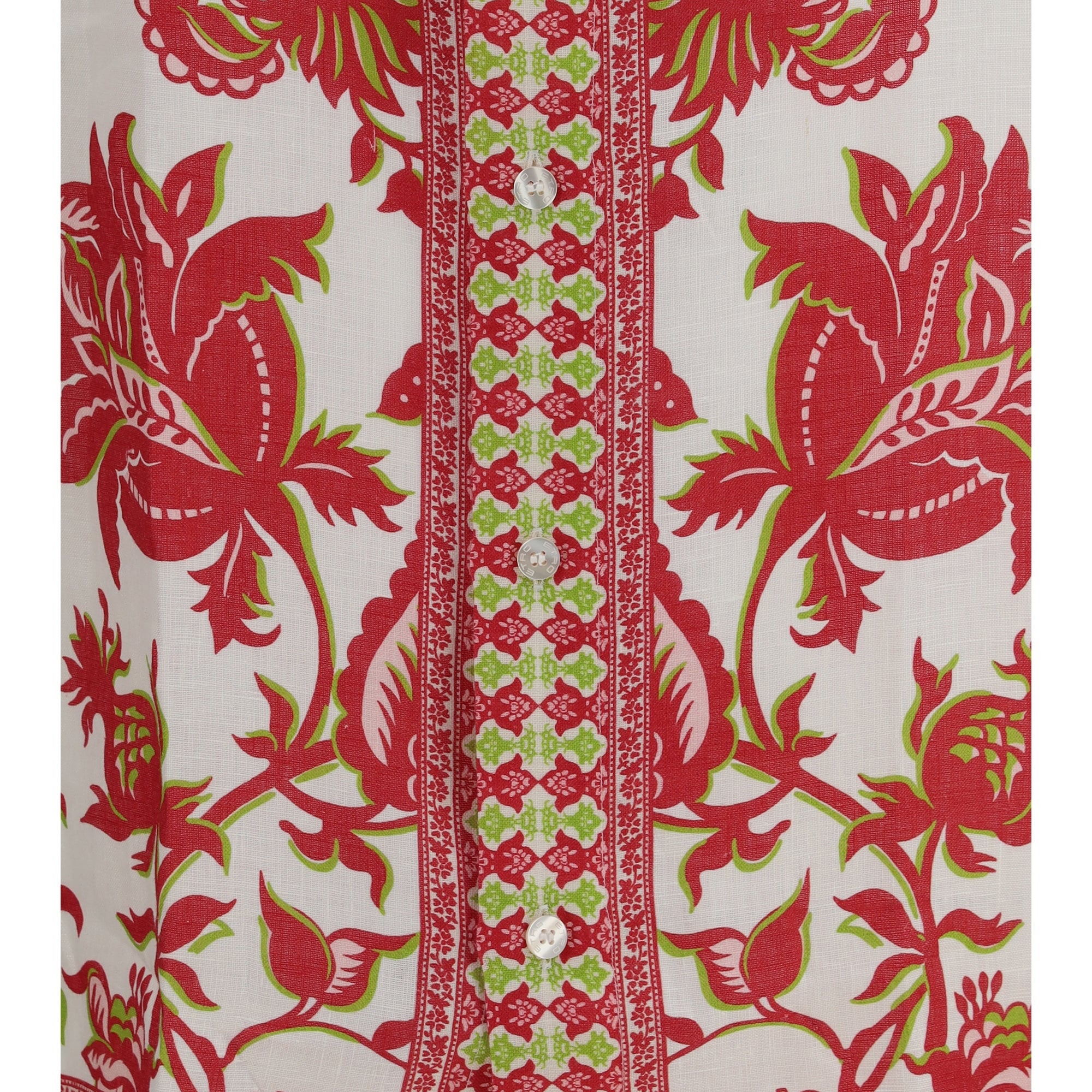 Linen shirt with floral print and short sleeves