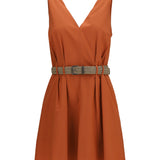 Pleated Dress with rope belt