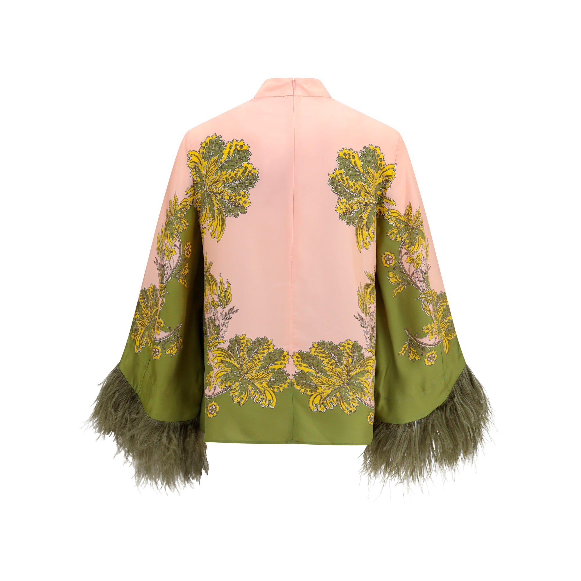 silk Top with ostrich feathers