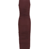 Asymmetric semi-sheer midi Dress