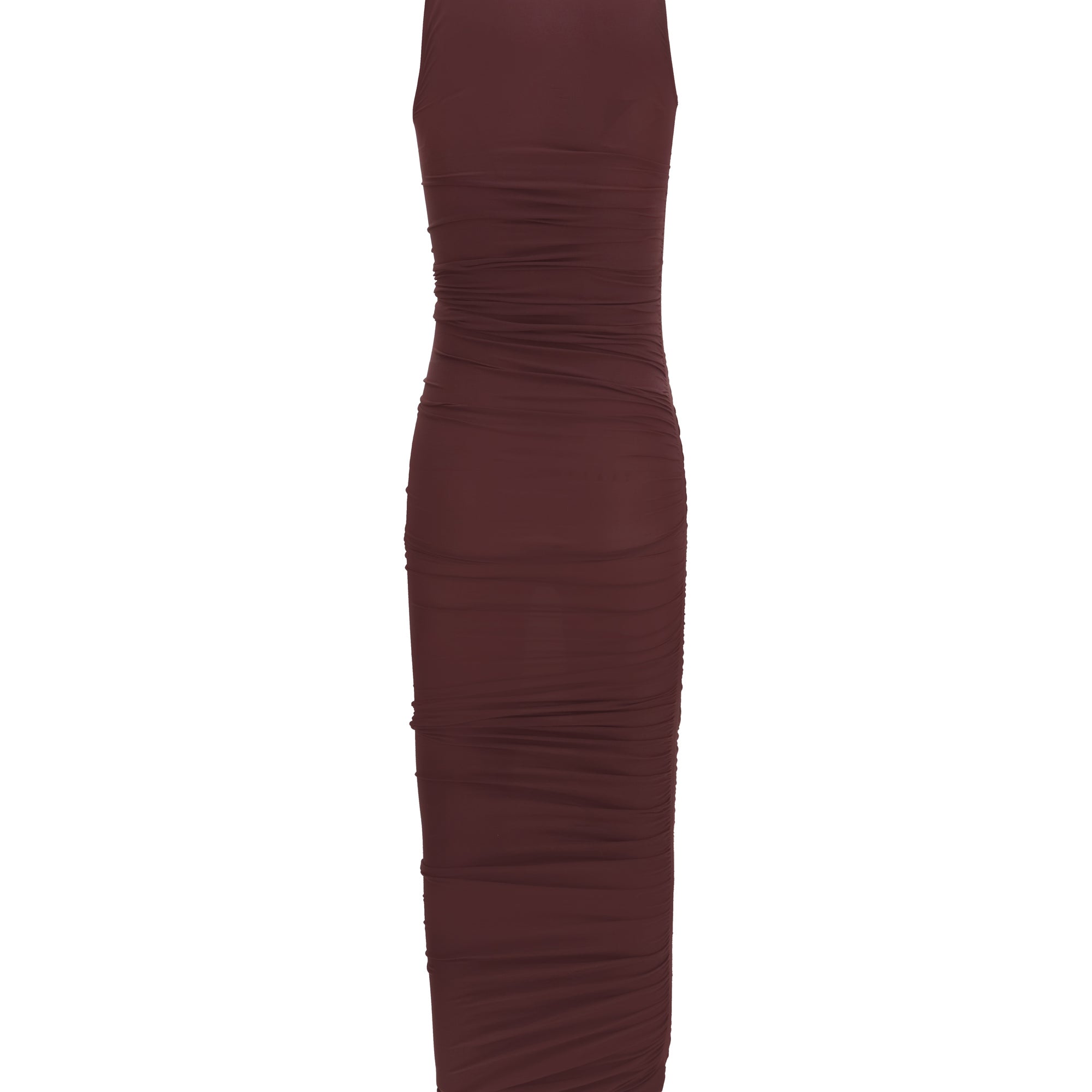 Asymmetric semi-sheer midi Dress