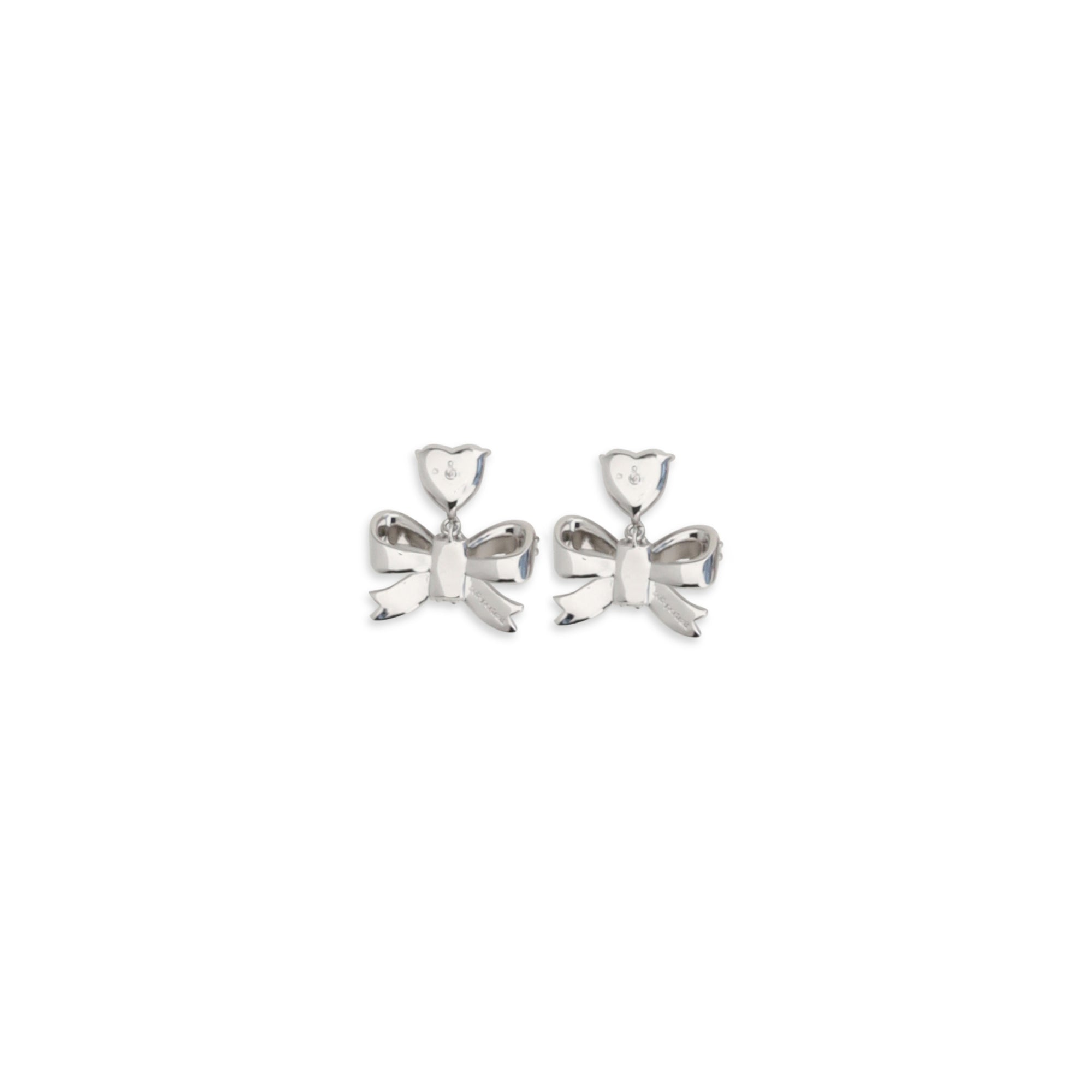 Heart-shaped crystal bow drop Earrings