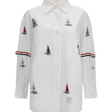Oversized Sailboat-embroidered Shirt