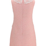 Bouclé mini Dress with lace collar