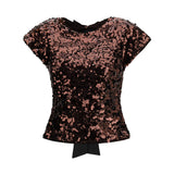 Sequin Top with bow back