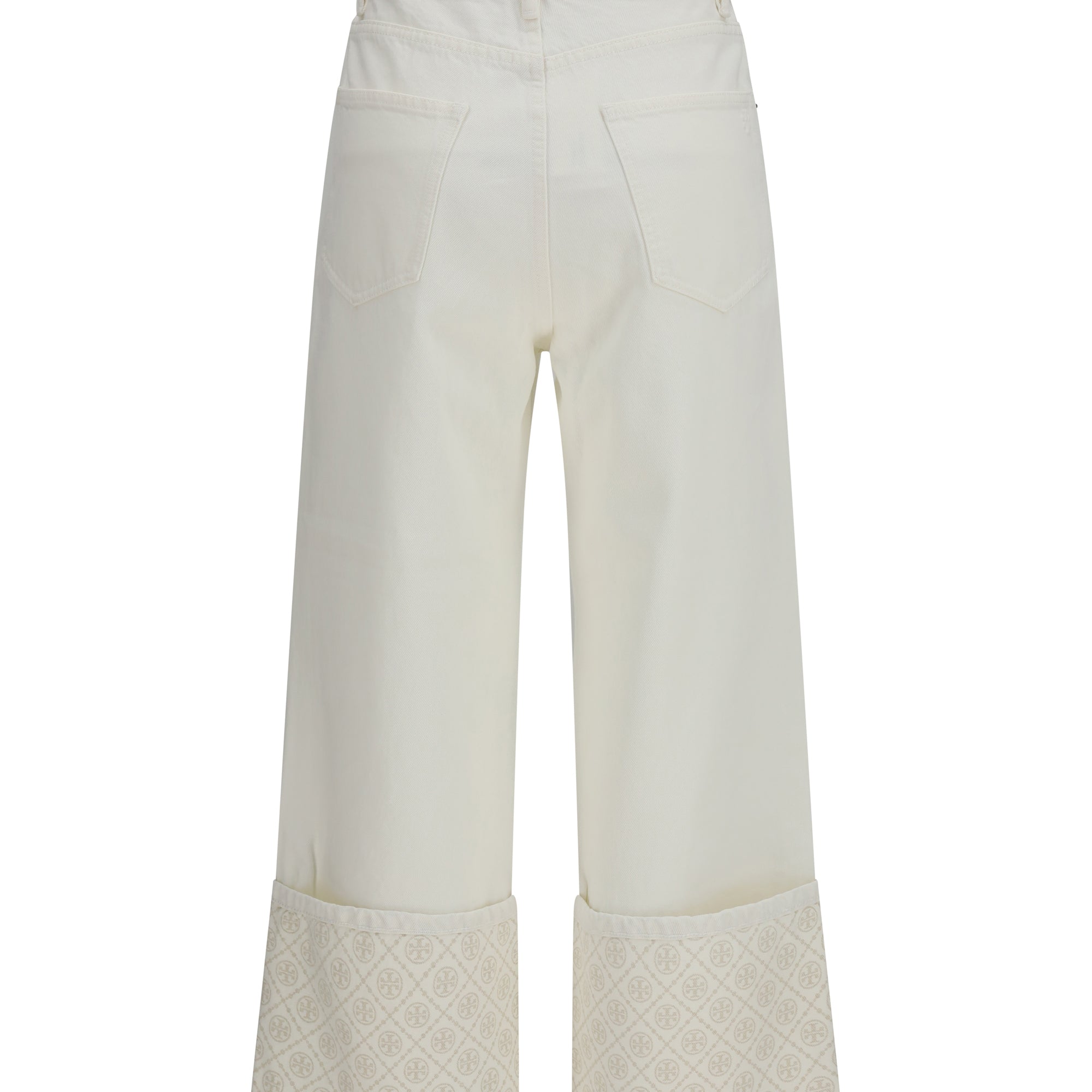 T Monogram Contrast Cuff Straight-Leg Jeans