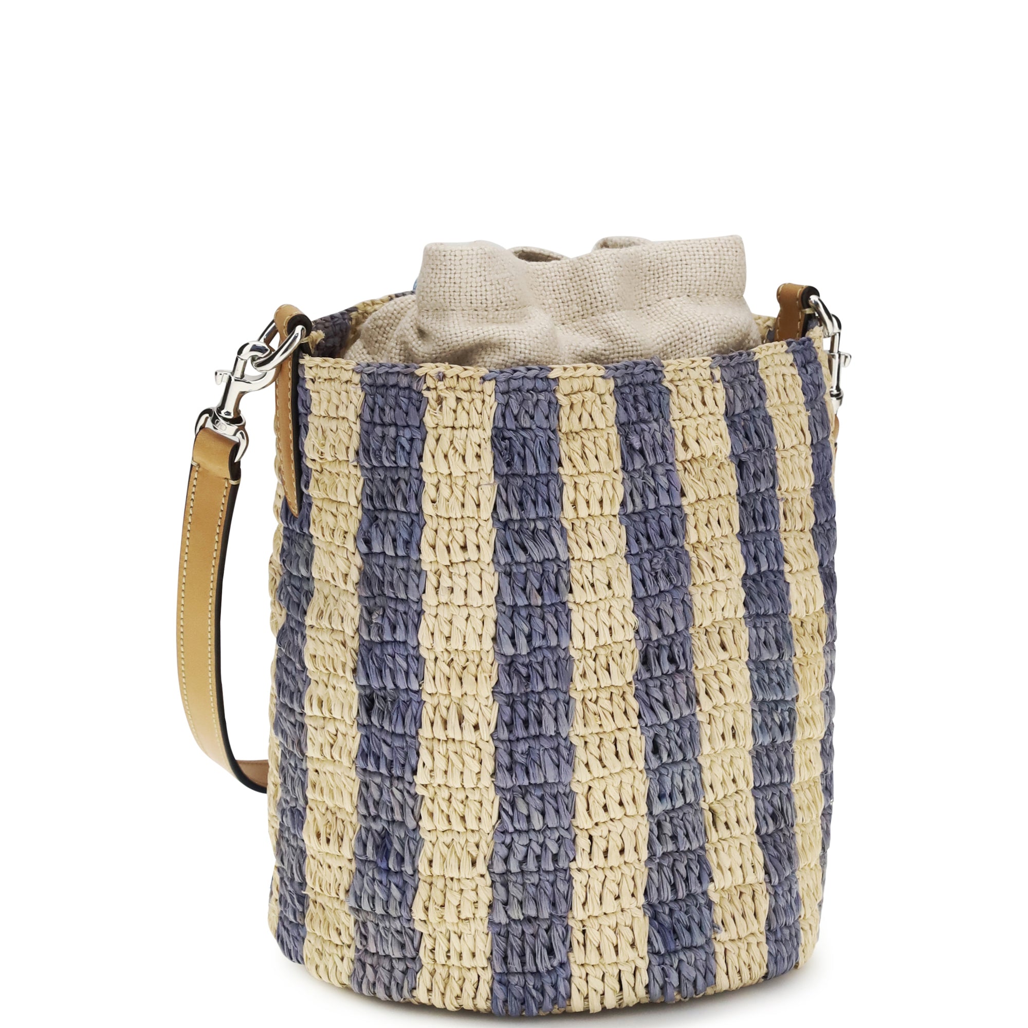 Striped raffia Bucket Bag