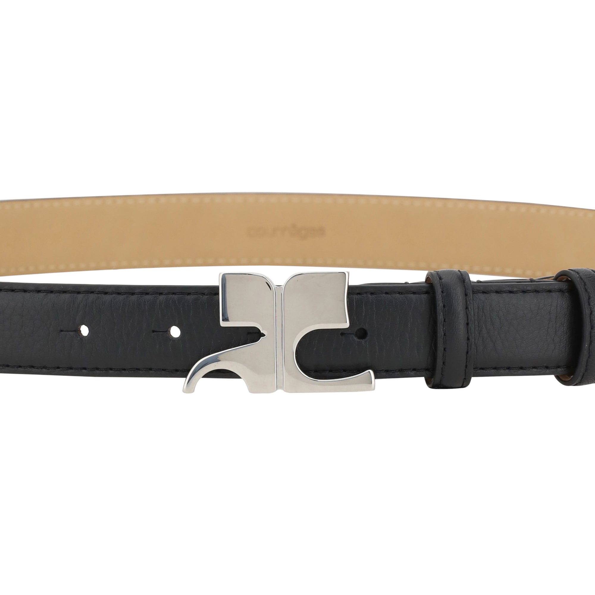 Belt with logo buckle