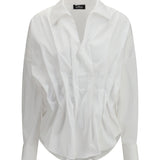 Shirt with front ruching in cotton
