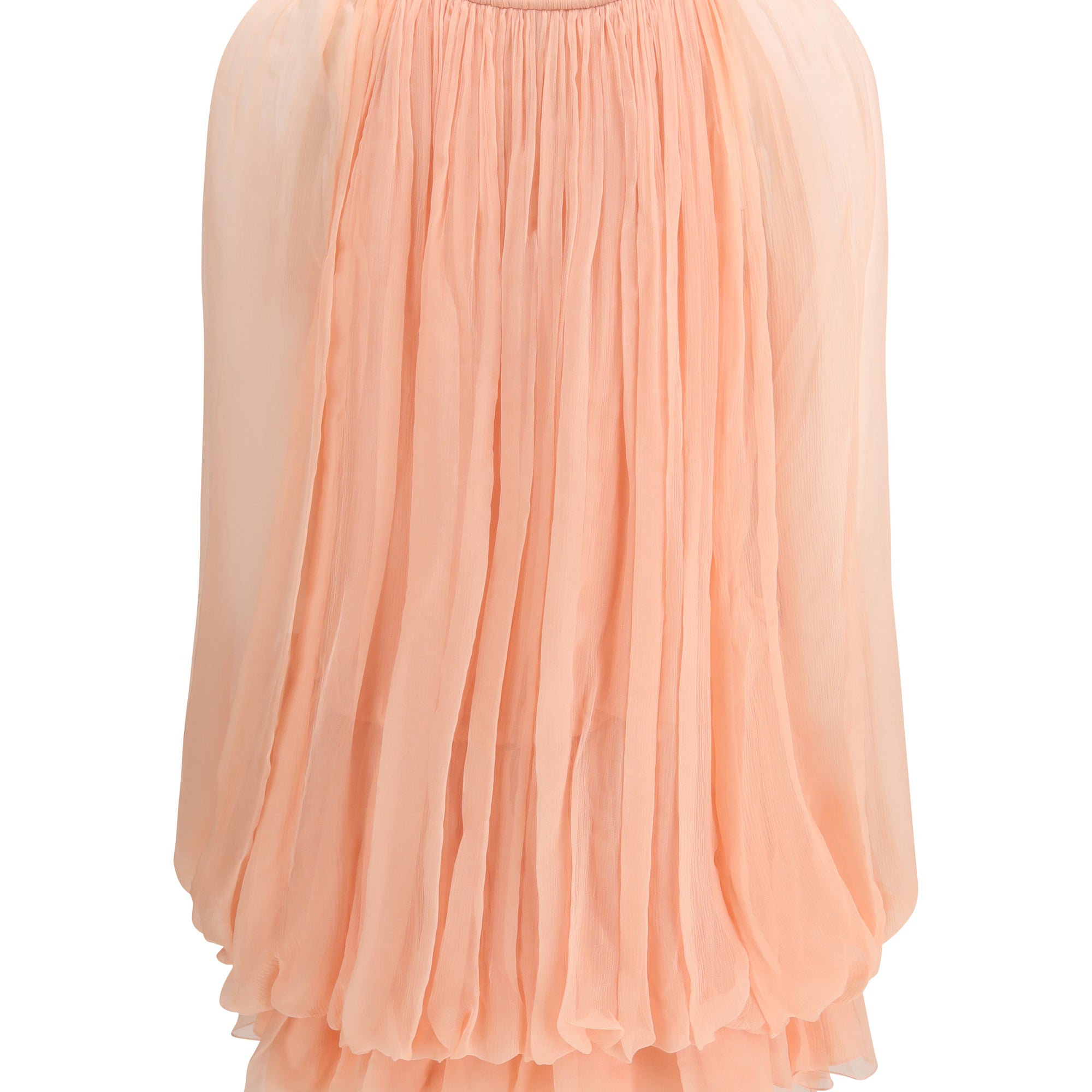 Mini Dress with cape in silk muslin