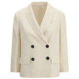 Fluid twill Jacket in viscose and linen with monile