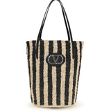 Striped raffia Bucket Bag