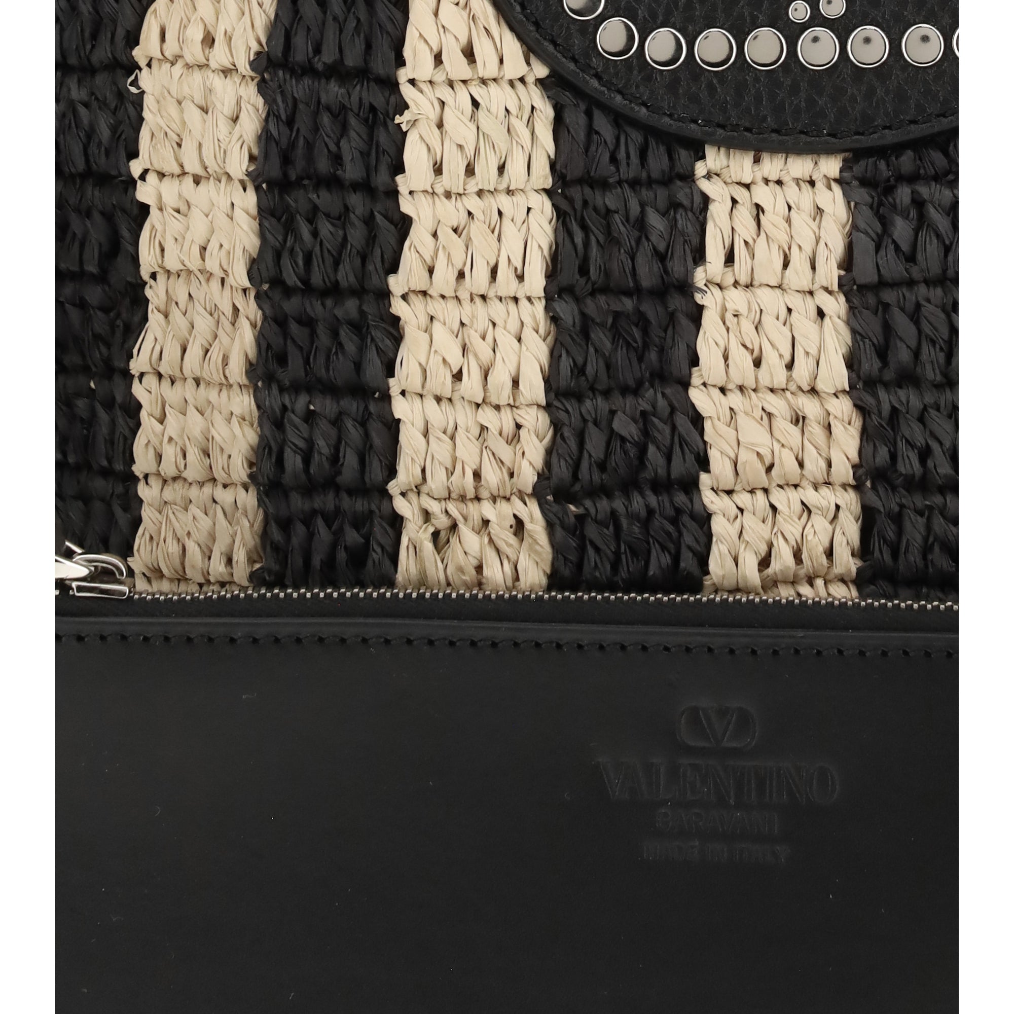 Striped raffia Bucket Bag