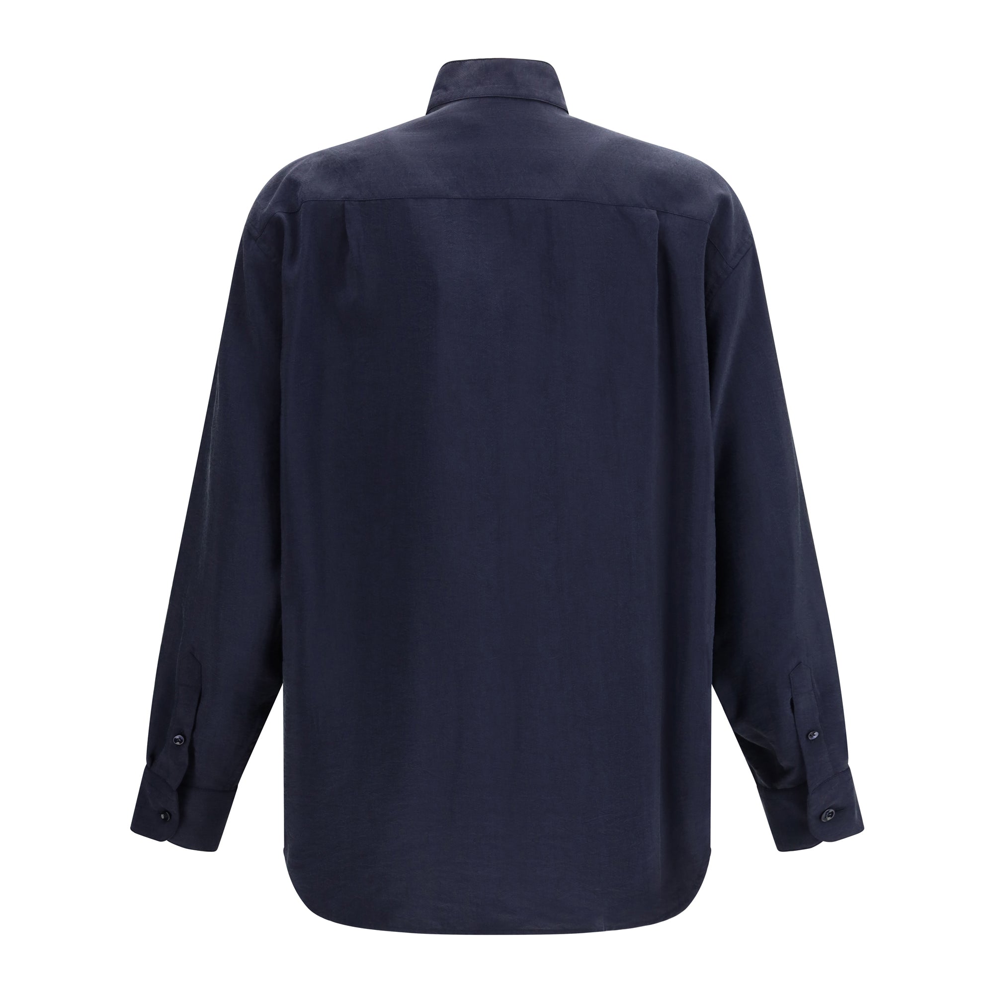 Washed silk Shirt with band collar