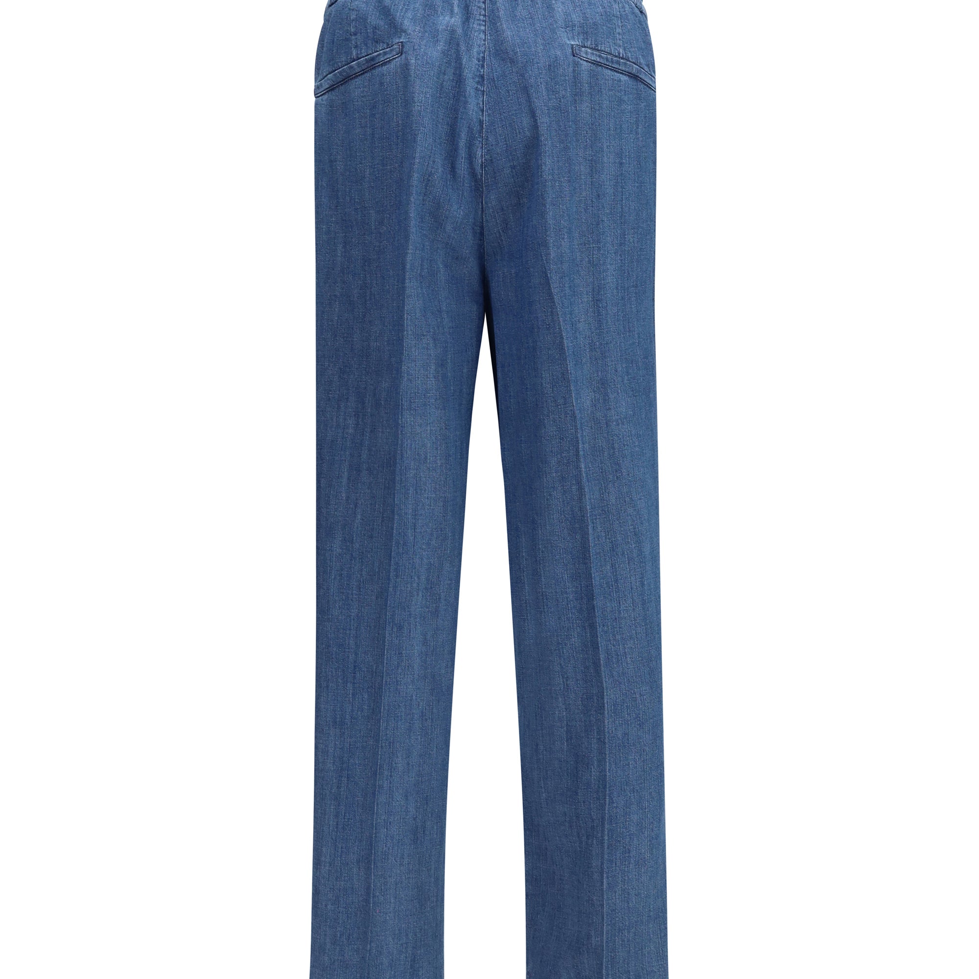 Lightweight denim Pants with drawstring and double pleats