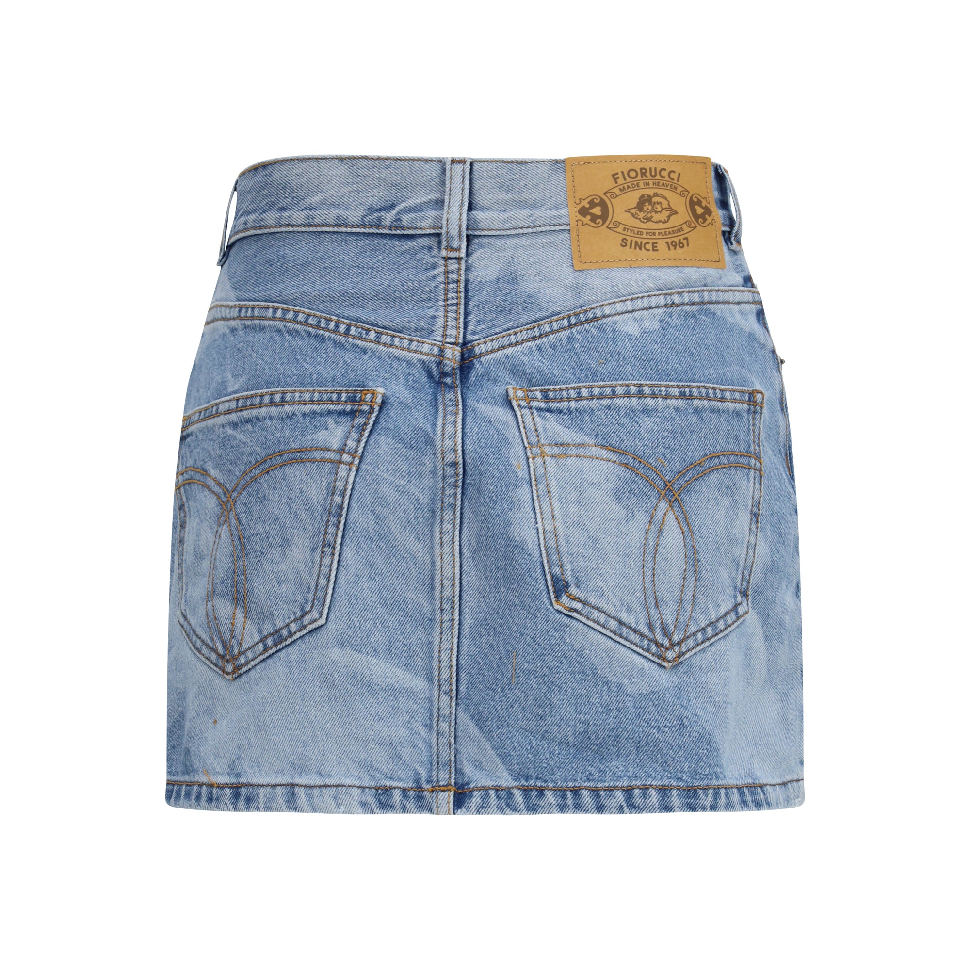 Angel-print denim mini Skirt