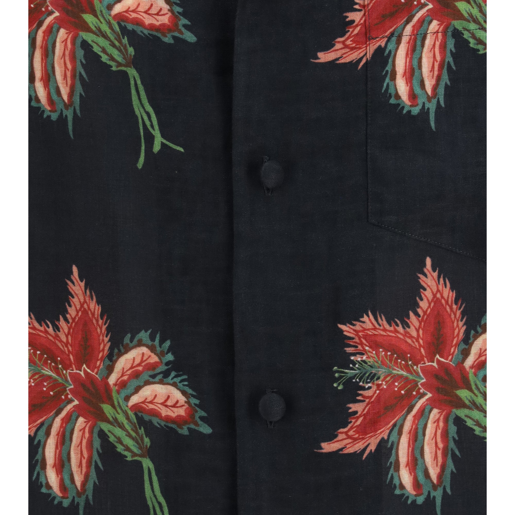 Papier Floral print linen bowling Shirt