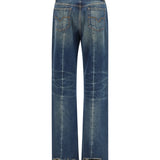 Distressed straight-leg cotton denim Jeans