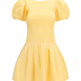 Stretch cotton mini Dress with balloon sleeves