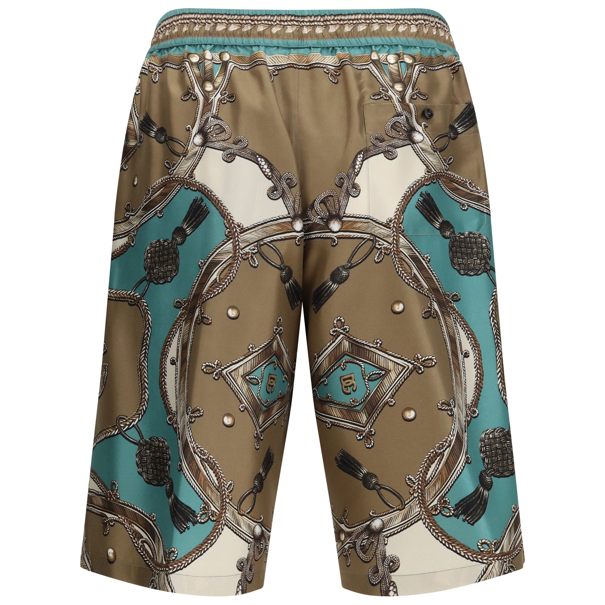 Vanity bermuda Shorts in washed silk twill with Cargo print