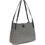 Jacquard and leather Tote Bag