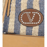 Striped raffia Bucket Bag