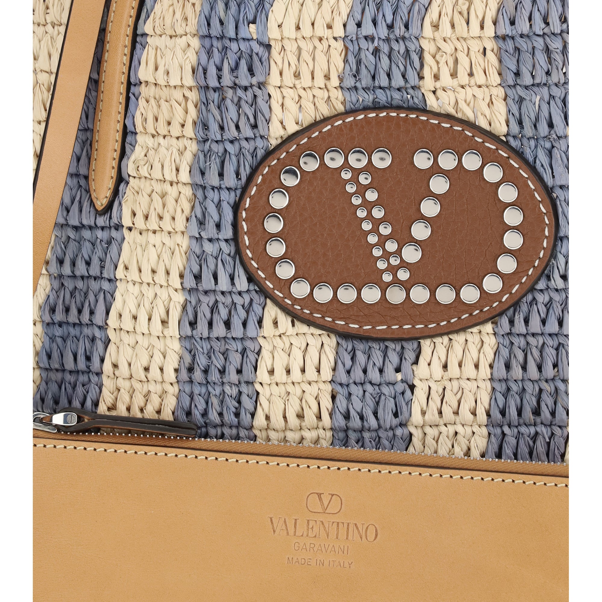 Striped raffia Bucket Bag