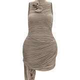 Draped high-neck Dress