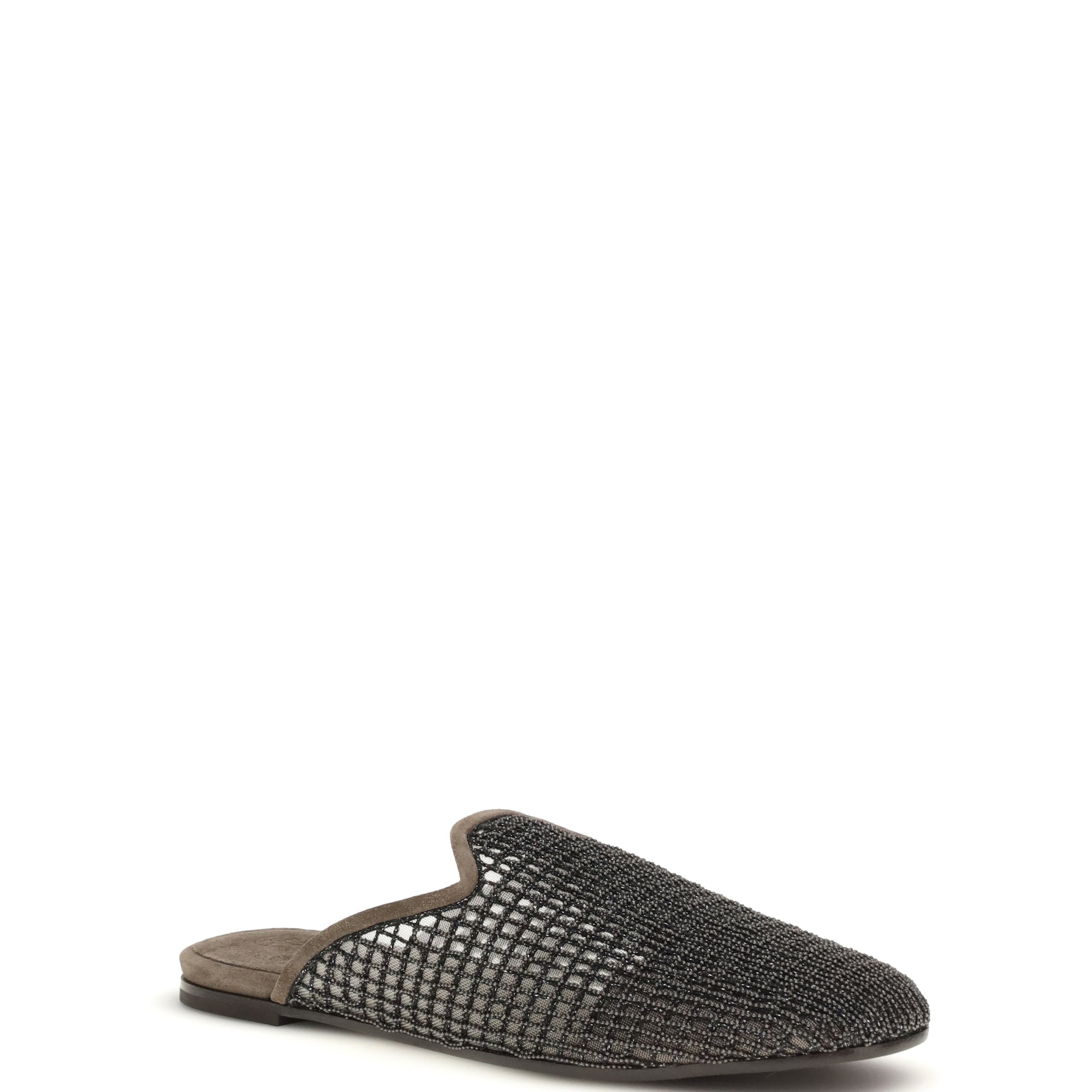 Suede Mules with Precious Net Embroidery