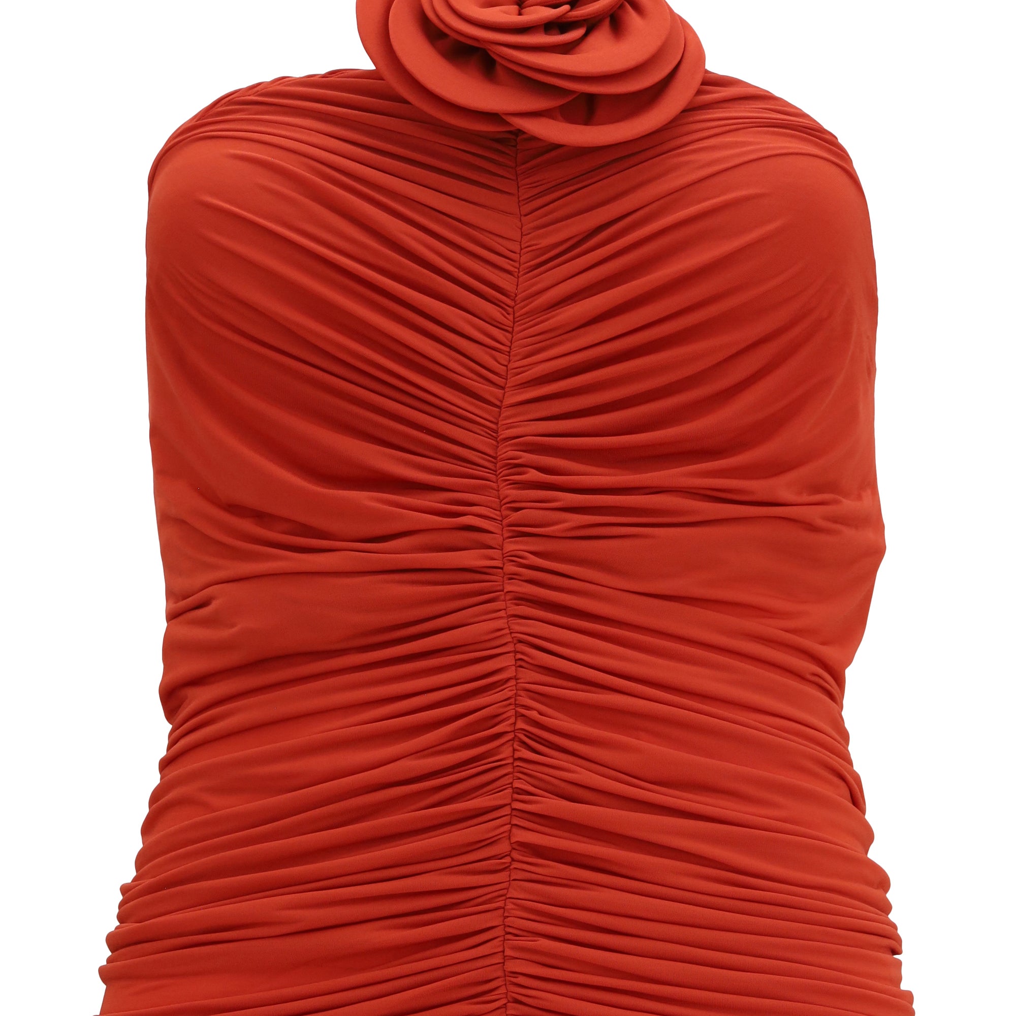 halterneck Dress with floral ruching