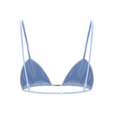 Striped poplin embroidered Bra