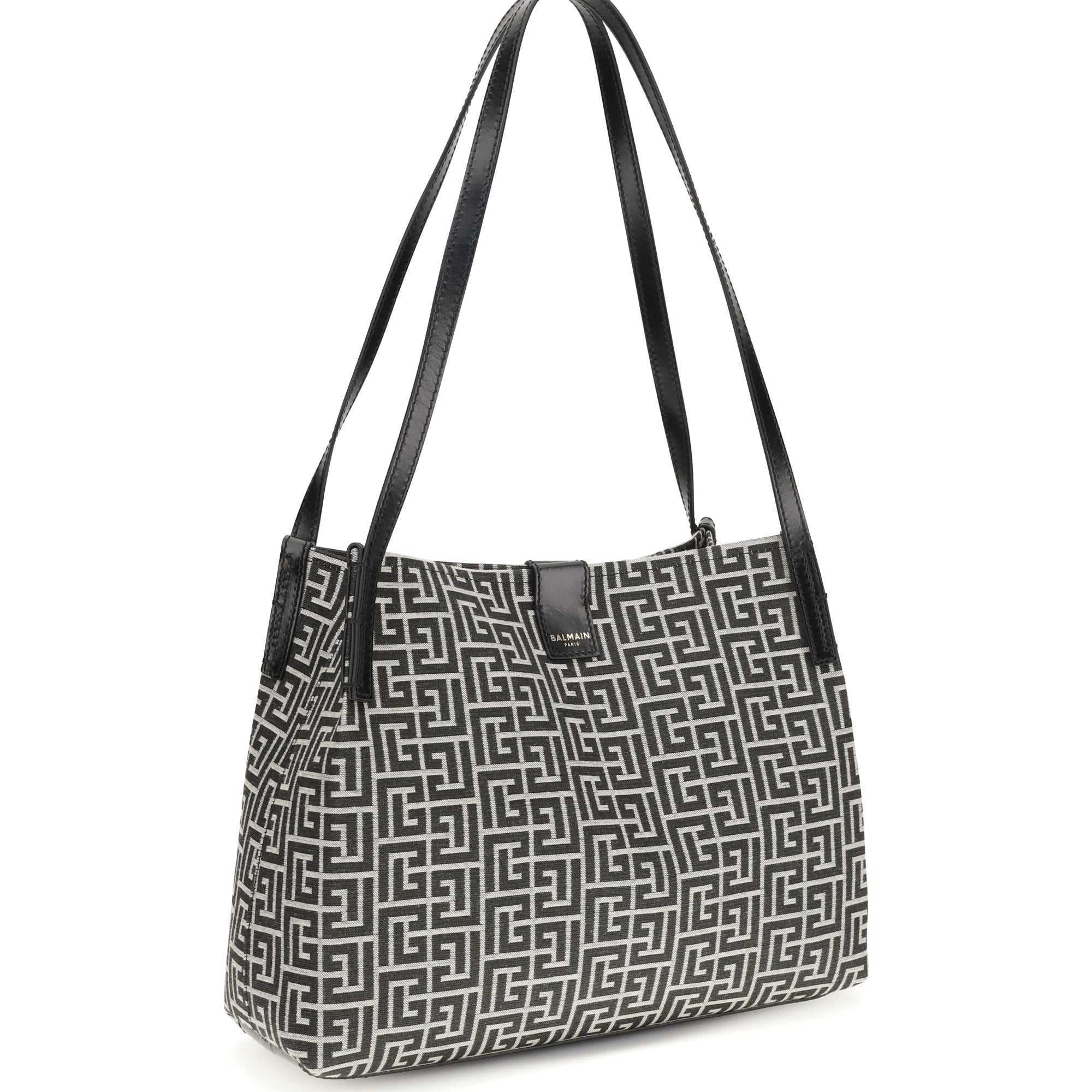 Jacquard and leather Tote Bag