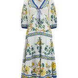 Emily floral print midi Dress with drawstring