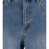 Straight-leg Jeans with all-over rhinestones