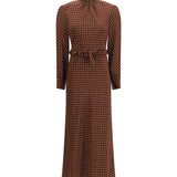 Polka Dot Silk Crêpe de Chine Midi Dress with bow