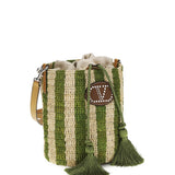 Striped raffia Bucket Bag