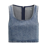 Rhinestone denim crop Top