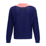 Ribbed V-neck Sweater with FF motif