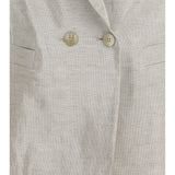 Double-Breasted Jacket in linen and lurex with jewel buttons