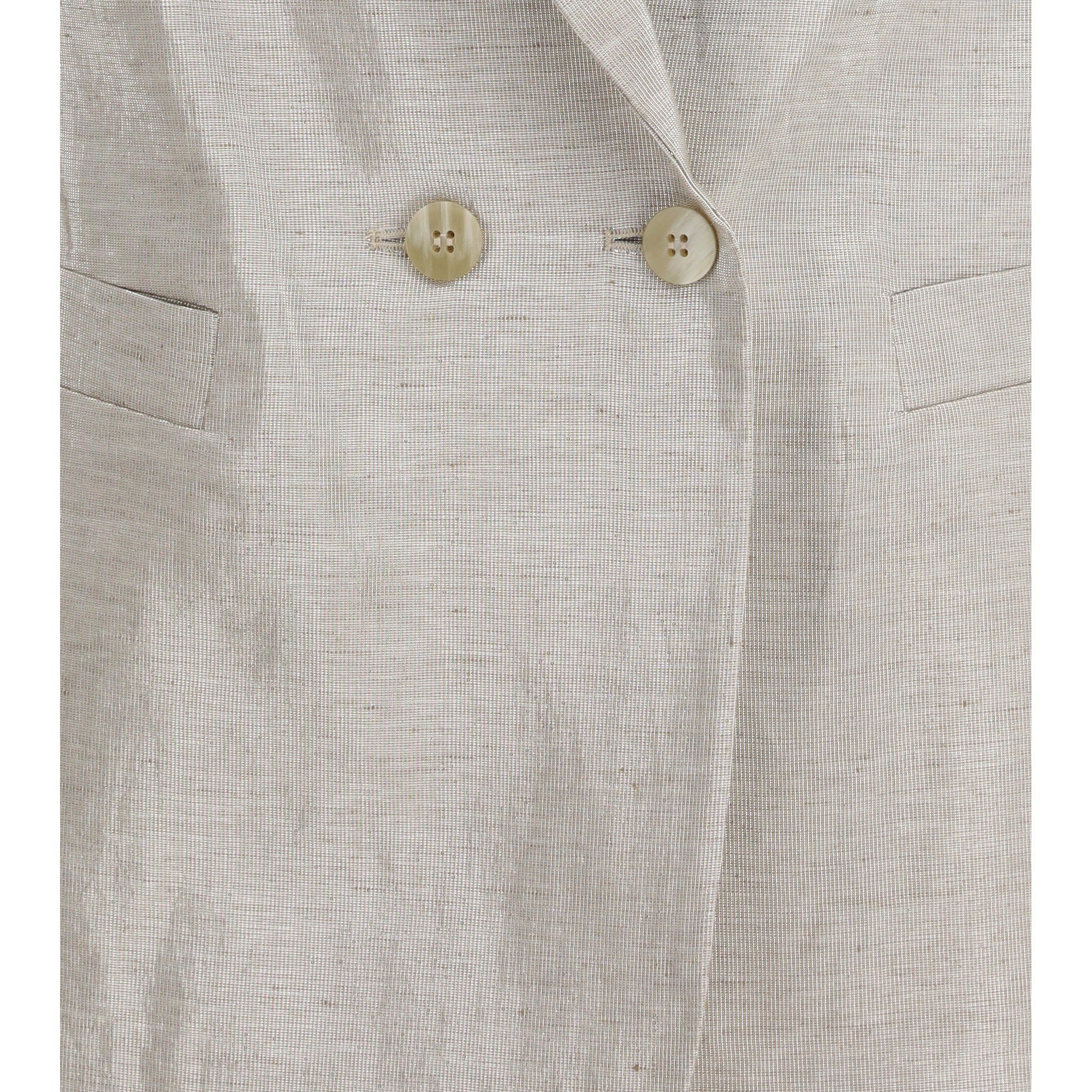 Double-Breasted Jacket in linen and lurex with jewel buttons