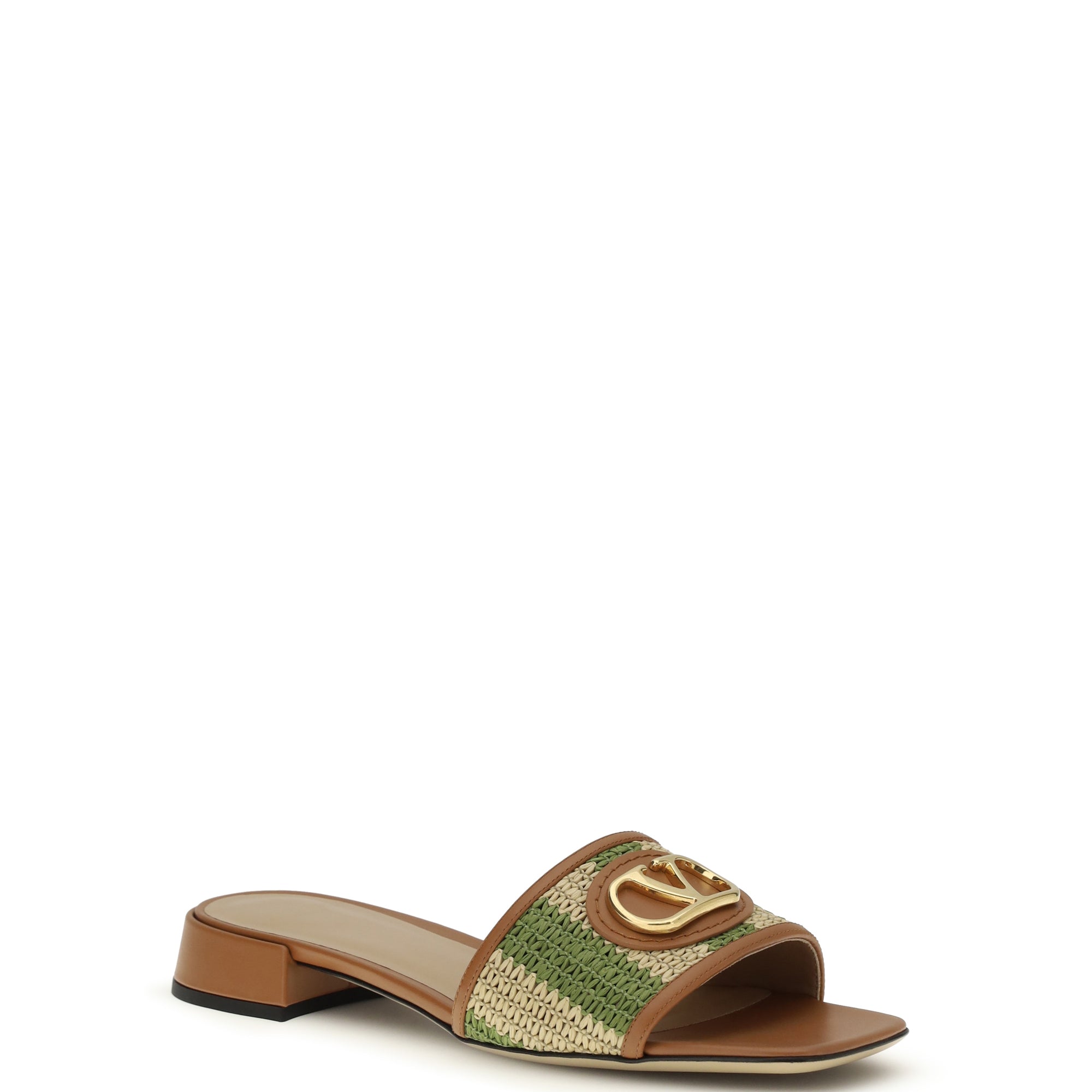 VLogo Signature raffia slide Sandals
