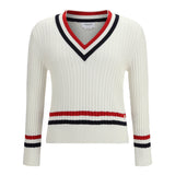 Intarsia cable-knit V-neck Sweater