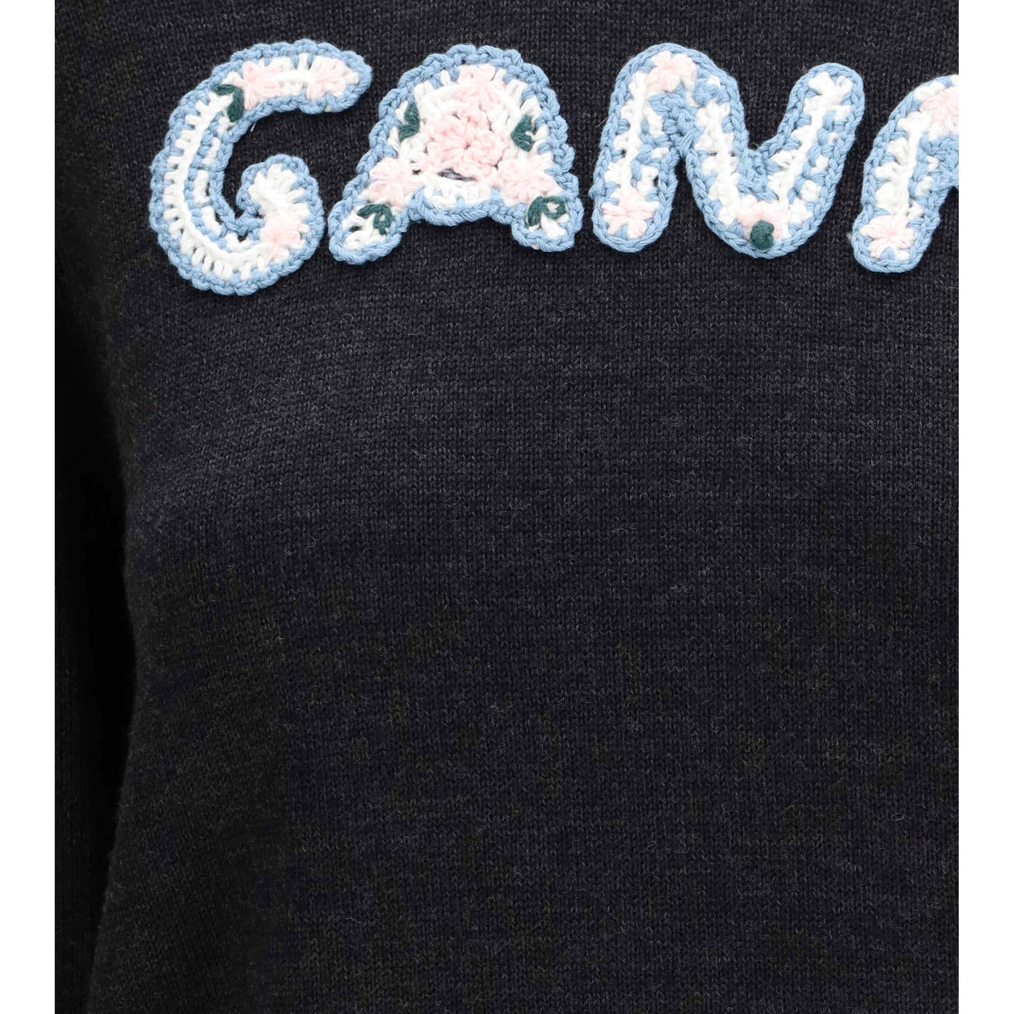 Crochet Appliqué merino Sweater