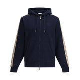 Check Trim Cotton Zip Hoodie
