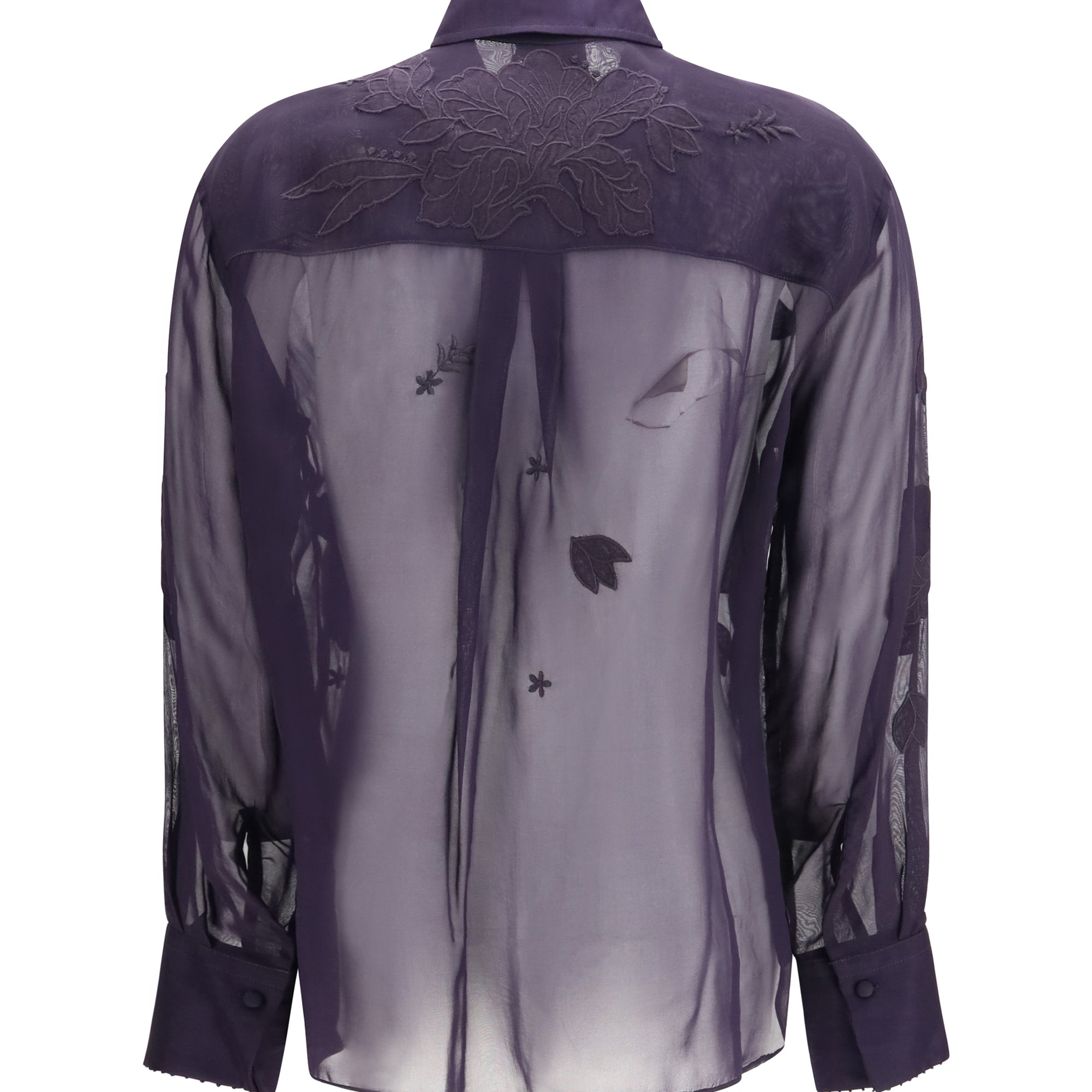Organza Shirt with floral embroidery
