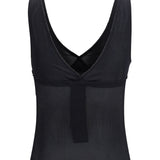 Ribbed silk jersey lace-trim tank Top